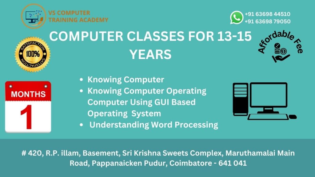 Computer Classes for 13-15 Years