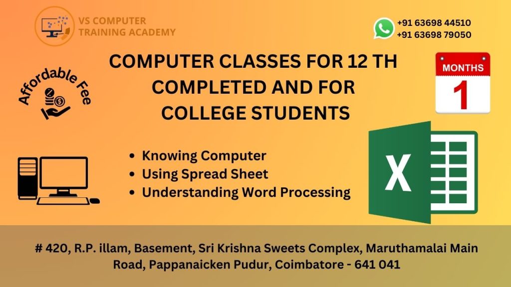 Computer classe for 12 th completed students and for college students