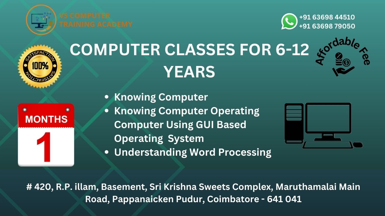 Computer classes for 6 years to 12 years
