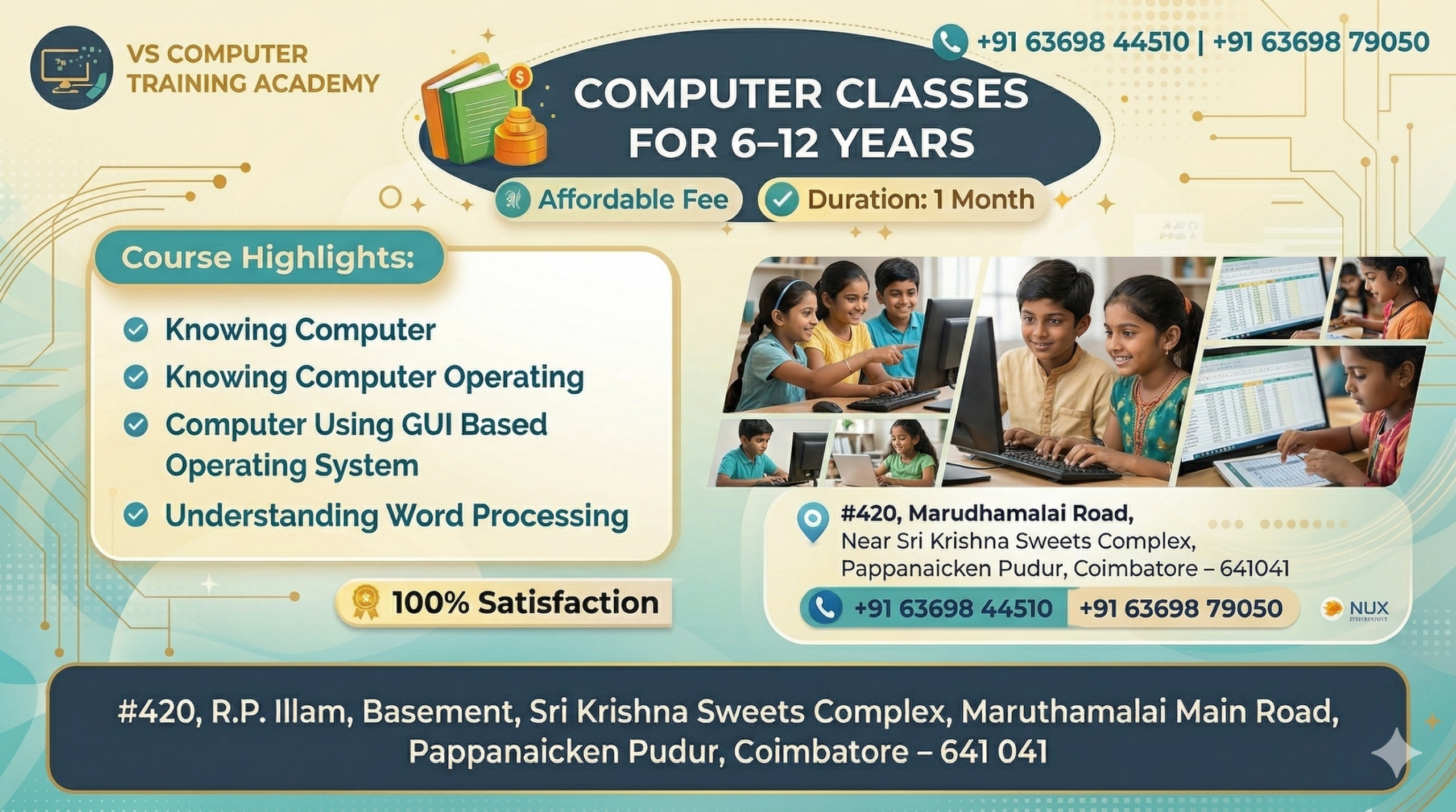 Computer classes for 6 years to 12 years